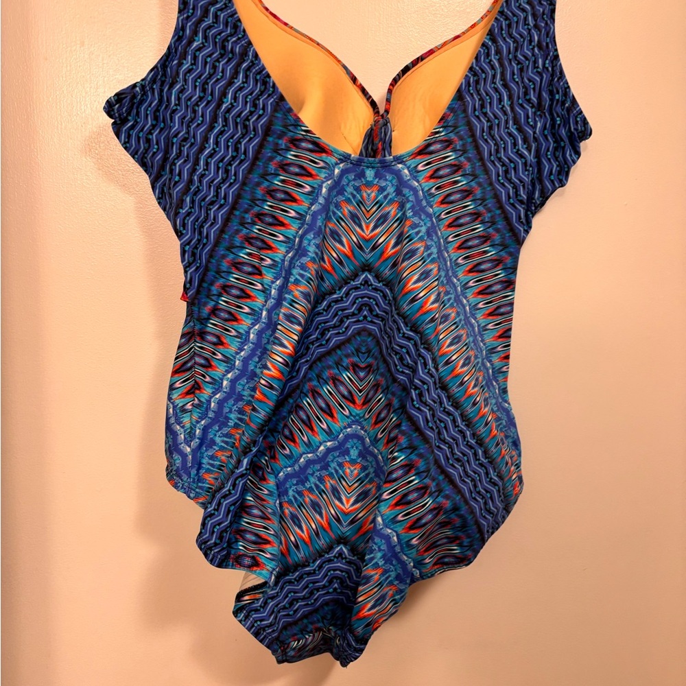 Miraclesuit Blue and Teal Patterned One-Piece Swimsuit - Picture 5 of 8